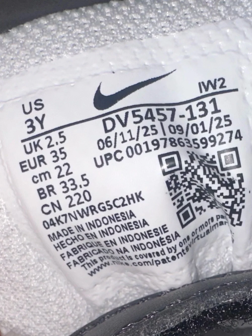 Nike Kid's Court Borough Low Recraft Sneakers JL3 Black/White Size US:3Y UK:2.5